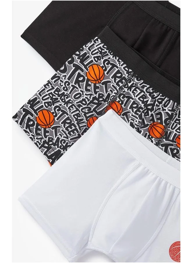 JUNE June Boy Basket Patterned 3-Pack Boxer Multicolor - Greymelange- White
