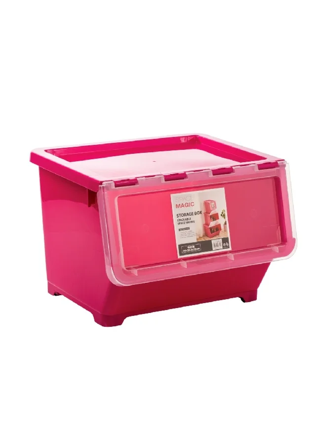 HONEYBEE Stackable Space Saving Storage Box Pink 30 L 70552-R