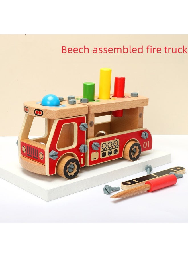 Wooden Early Education Fire Engine Cartoon Animal Fishing Catch Worms Gophers Baby Knocking Music Building Blocks Tractor Toy-Specifications:YDL-Rabbit Beat Gopher - Image 3