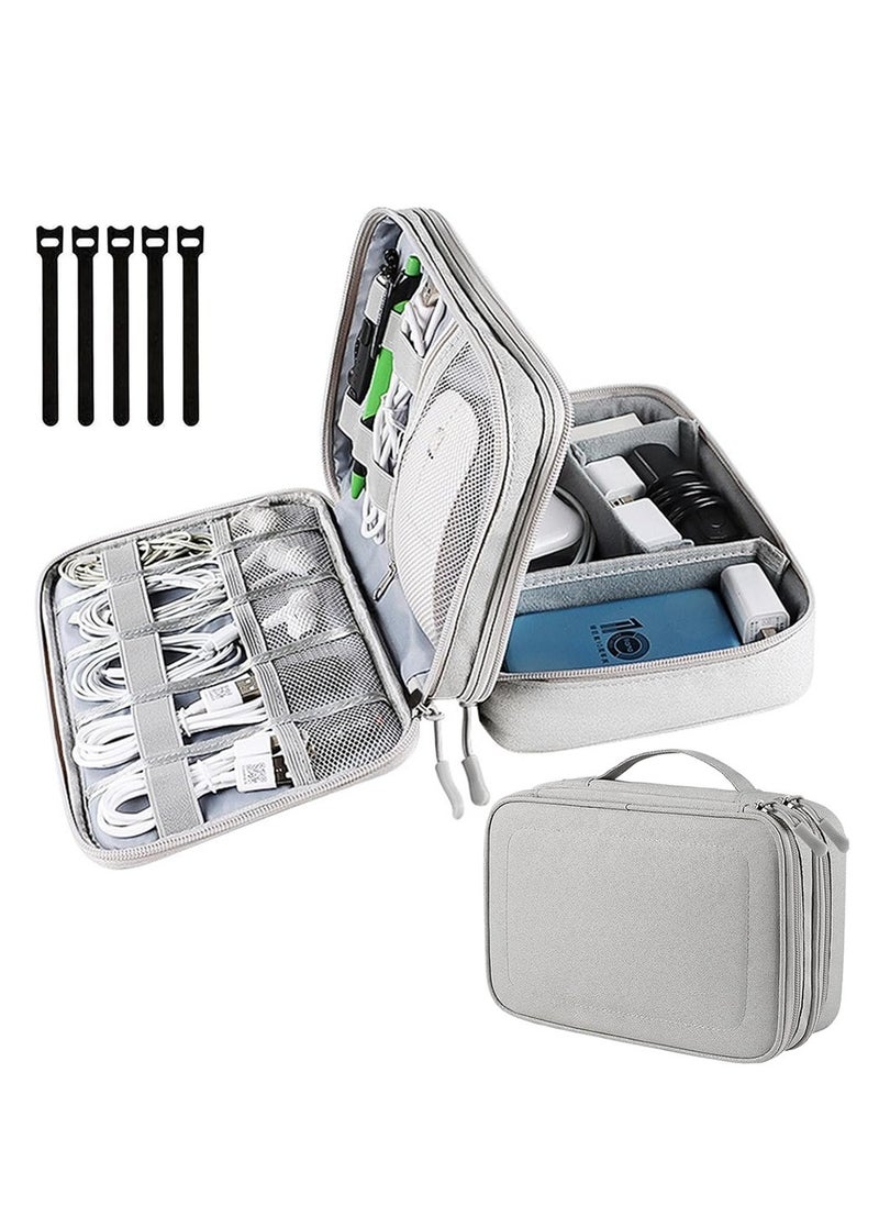 Portable Electronic Accessories Bag Organizer Travel Cable Gadgets Pouch For Charger USB Cables SD Memory Cards Flash Hard Drive Power Bank Ear Phone XL  - Image 1