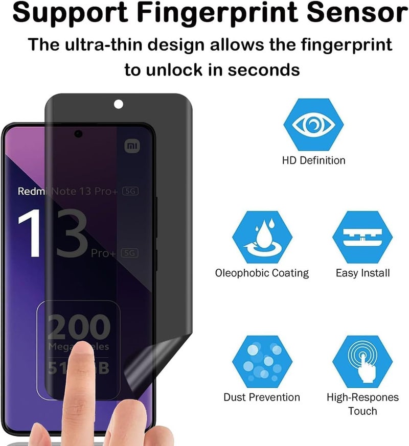 UltiUnison واقي شاشة الخصوصية لـ Redmi Note 13pro+ [ليس زجاجيًا]، فيلم مرن مضاد للتجسس شفاف واقٍ ناعم من TPU مضاد للوهج ومضاد للخدش لـ Redmi Note 13pro+ - Image 5