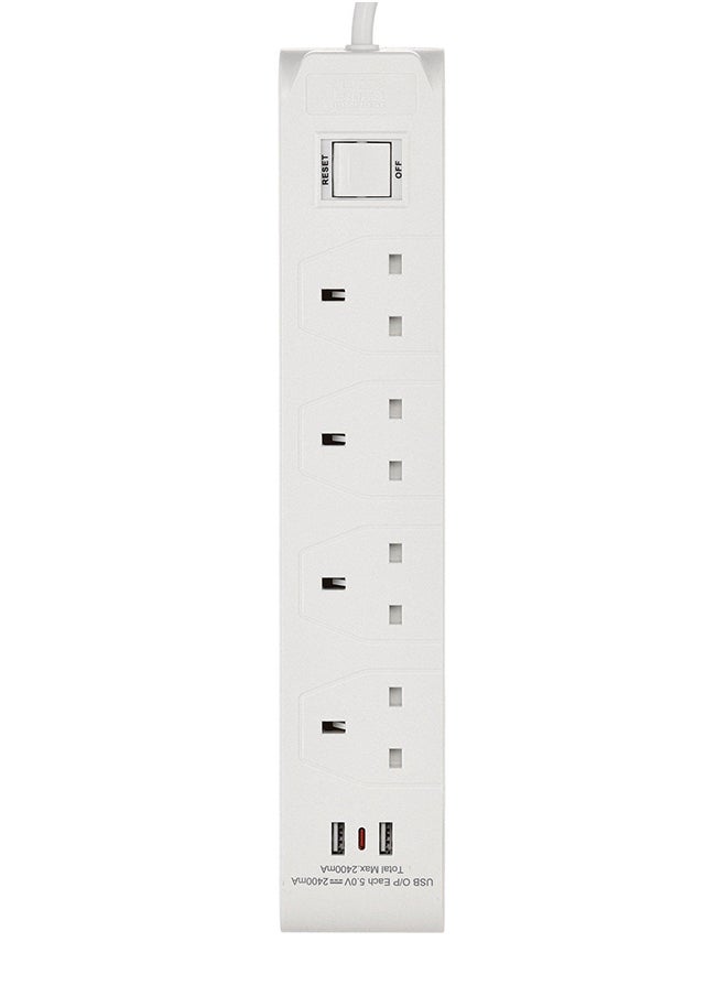 HOMEBEST - Power Extension Cord 4 Sockets 5M White - Image 1
