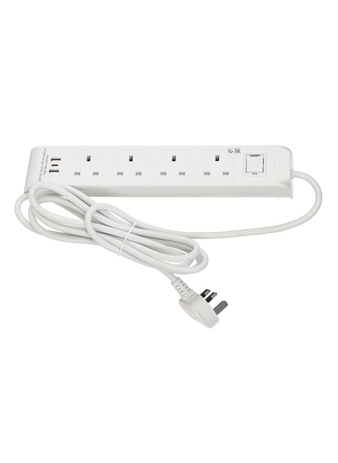 HOMEBEST - Power Extension Cord 4 Sockets 5M White - Image 1