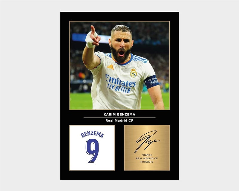 EMODA Karim Benzema Signed A4 Printed Photo Picture Display Gift For Real Madrid Fans Digitally Reproduced Signature Unframed 20x30 cm