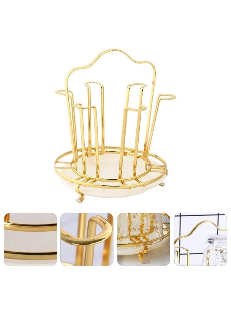 6 Cup Golden Drying Rack, Mug Draining Organizer, Drinking Glass Drainer, Cup Storage Stand, Non-Slip Bottle Drying Tree for Glasses, Mugs, Tumbler, Upside Down Kitchen Countertop Stand  - Image 4