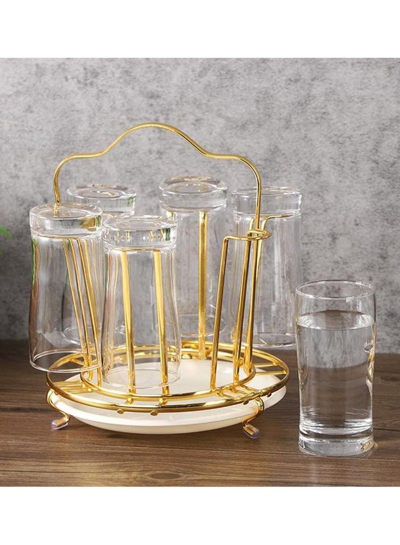 6 Cup Golden Drying Rack, Mug Draining Organizer, Drinking Glass Drainer, Cup Storage Stand, Non-Slip Bottle Drying Tree for Glasses, Mugs, Tumbler, Upside Down Kitchen Countertop Stand  - Image 5