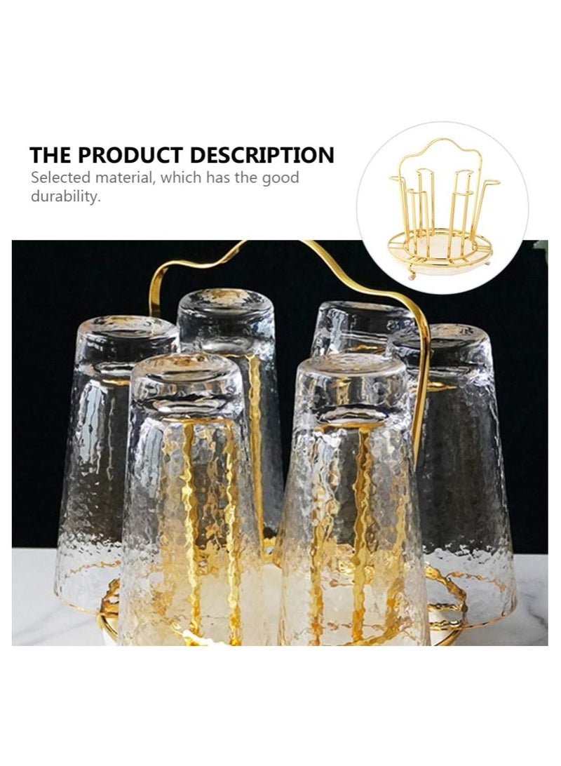 6 Cup Golden Drying Rack, Mug Draining Organizer, Drinking Glass Drainer, Cup Storage Stand, Non-Slip Bottle Drying Tree for Glasses, Mugs, Tumbler, Upside Down Kitchen Countertop Stand  - Image 2