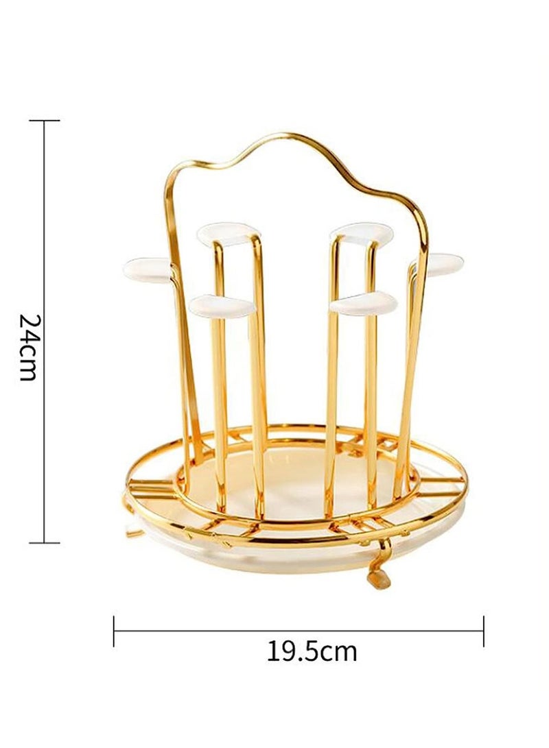 6 Cup Golden Drying Rack, Mug Draining Organizer, Drinking Glass Drainer, Cup Storage Stand, Non-Slip Bottle Drying Tree for Glasses, Mugs, Tumbler, Upside Down Kitchen Countertop Stand  - Image 3
