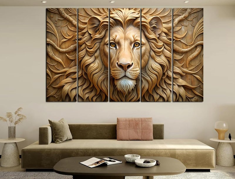 CN RETAILS Lion 3D Effect Wall Art Canvas Painting for Home, Drawing Room, Office, Wall Decor | MDF Wooden Frame, Vibrant Colorful With Modern Style Hanging for Positivity & Vastu (30x48 Inch) - Image 1