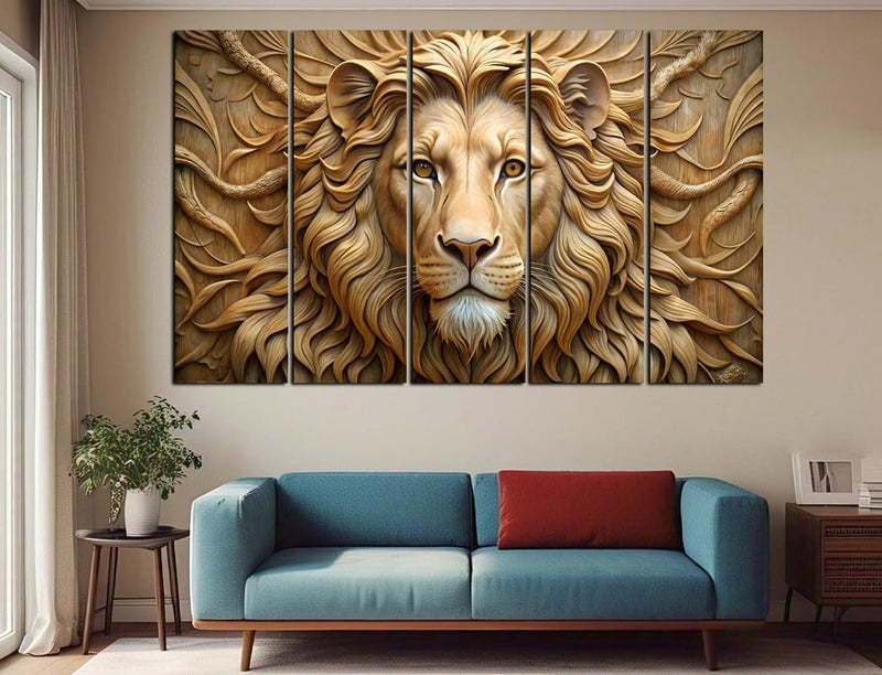 CN RETAILS Lion 3D Effect Wall Art Canvas Painting for Home, Drawing Room, Office, Wall Decor | MDF Wooden Frame, Vibrant Colorful With Modern Style Hanging for Positivity & Vastu (30x48 Inch) - Image 3