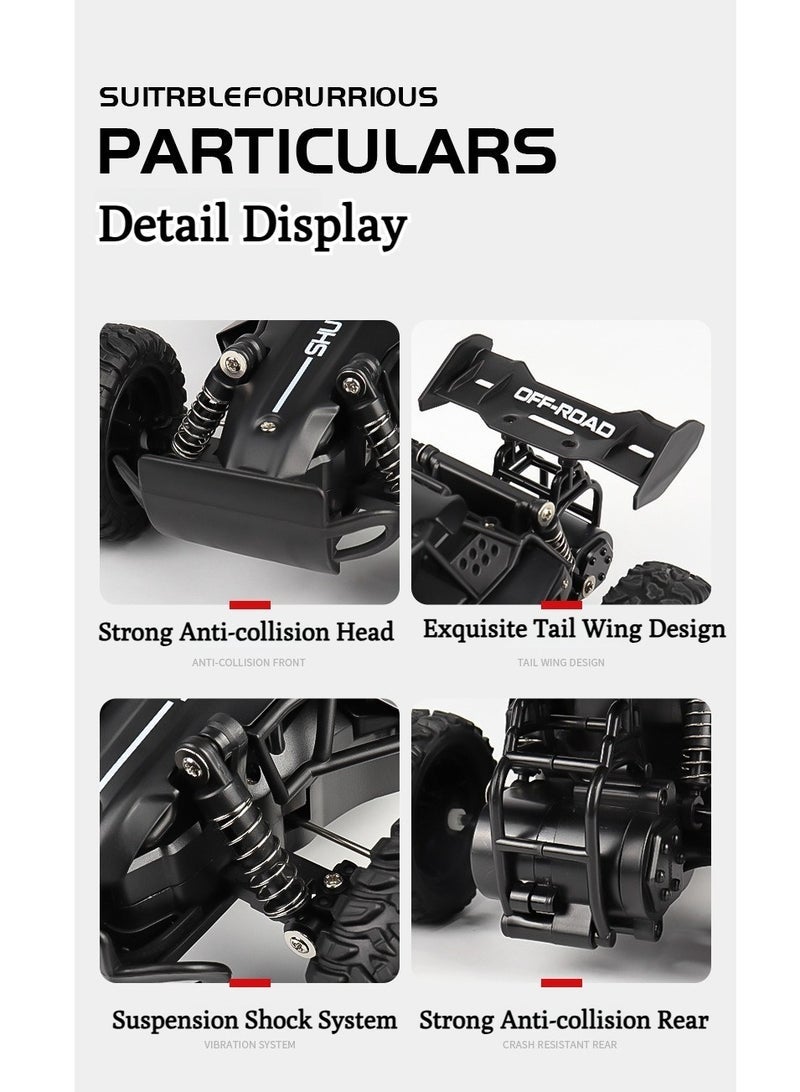 XiuWoo 1:16 2.4G dual battery alloy remote control car, maximum speed can reach 20 km/h, all-terrain off-road electric toy car, 24.5Ã—14.5Ã—9.5cm, black - Image 3