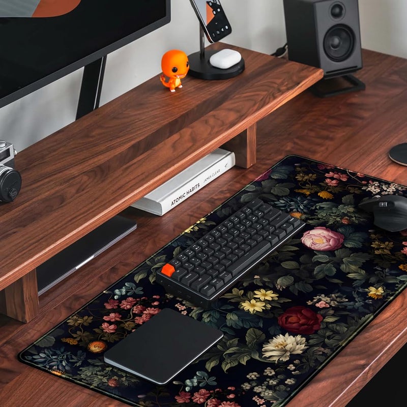 Mechanical Cattle Black Vintage Desk Pad - Large Mouse Pad & Laptop Keyboard Mat - Non-Slip Base - 31.5 x 15.8 in - Gaming & Office Desk Decor - Image 5