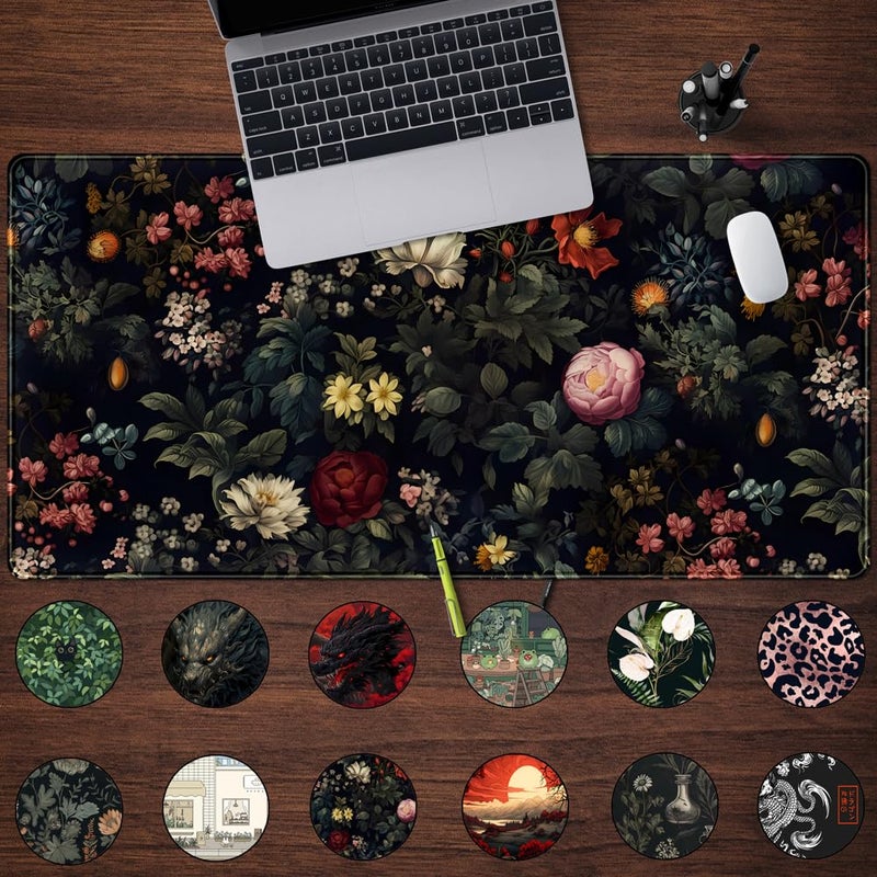 Mechanical Cattle Black Vintage Desk Pad - Large Mouse Pad & Laptop Keyboard Mat - Non-Slip Base - 31.5 x 15.8 in - Gaming & Office Desk Decor - Image 2