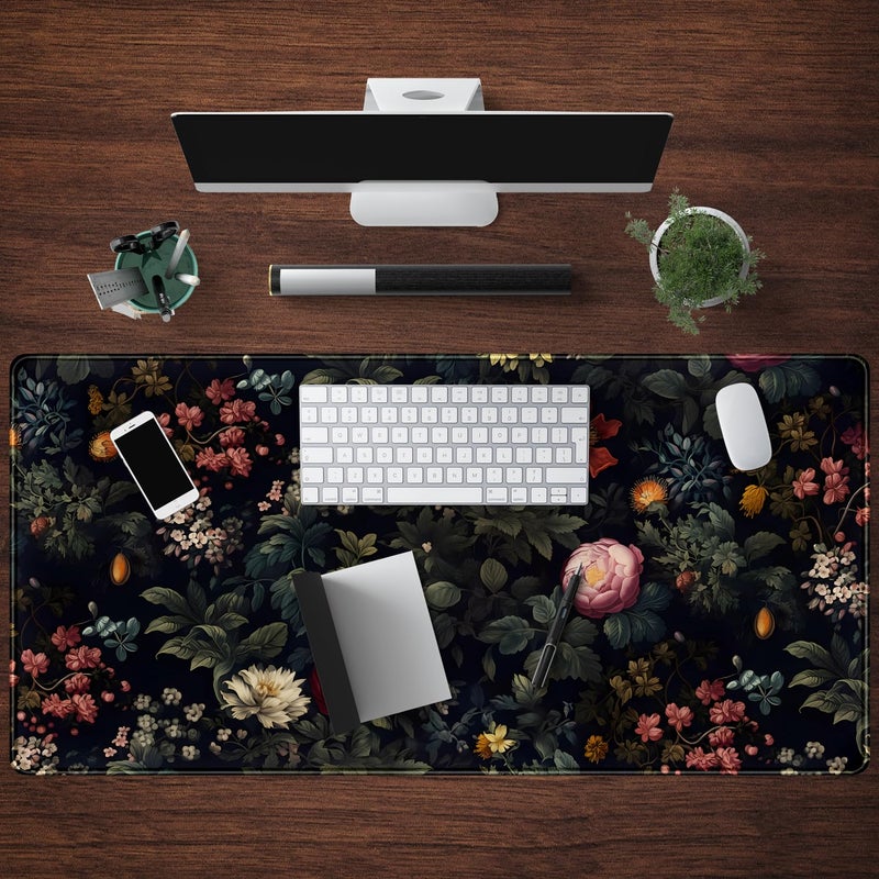 Mechanical Cattle Black Vintage Desk Pad - Large Mouse Pad & Laptop Keyboard Mat - Non-Slip Base - 31.5 x 15.8 in - Gaming & Office Desk Decor - Image 4
