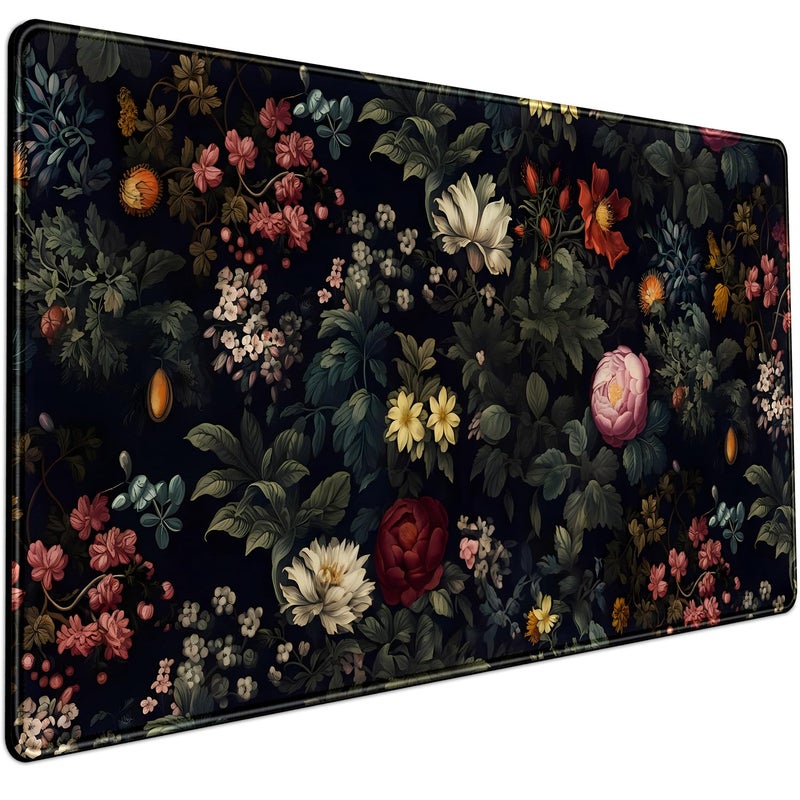 Mechanical Cattle Black Vintage Desk Pad - Large Mouse Pad & Laptop Keyboard Mat - Non-Slip Base - 31.5 x 15.8 in - Gaming & Office Desk Decor - Image 1