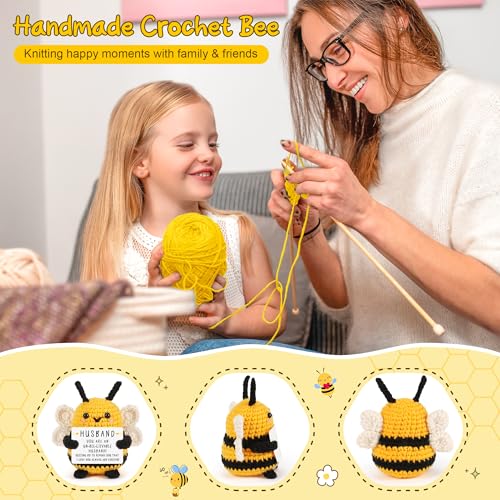 LEJIAJINW Husband Gifts, Valentines Day for Him Husband I Love You Anniversary Birthday Gift for Men Lover, Cute Emotional Crochet Bee Gifts Easter Basket Essentials Stuffers Easter Gift for Him - Image 3