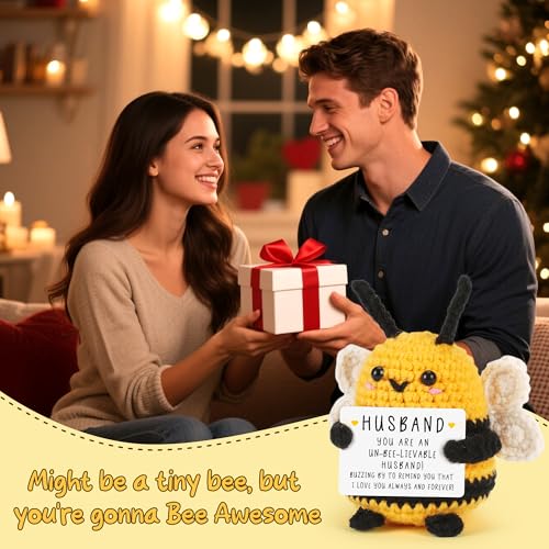 LEJIAJINW Husband Gifts, Valentines Day for Him Husband I Love You Anniversary Birthday Gift for Men Lover, Cute Emotional Crochet Bee Gifts Easter Basket Essentials Stuffers Easter Gift for Him - Image 5