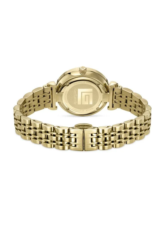 Guy Laroche gold Elodie Green Mother of Pearl Dial Gold Metal Bracelet Analog Watch for Women 32mm for Women | Best Price UAE