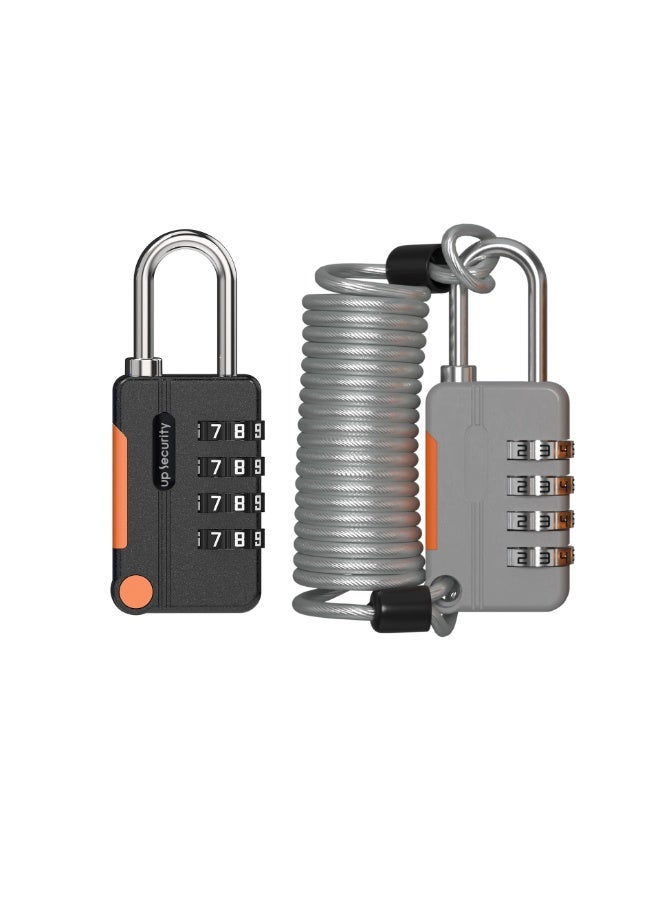 كيو زد قفلان مركبان عاليا الأمان للأدراج الشخصية والأمتعة، لون أسود ورمادي - Image 1