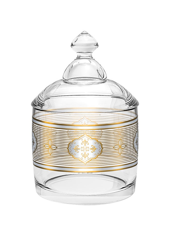Guzel Premium Candy Bowl Glass Clear/Gold 14CM 