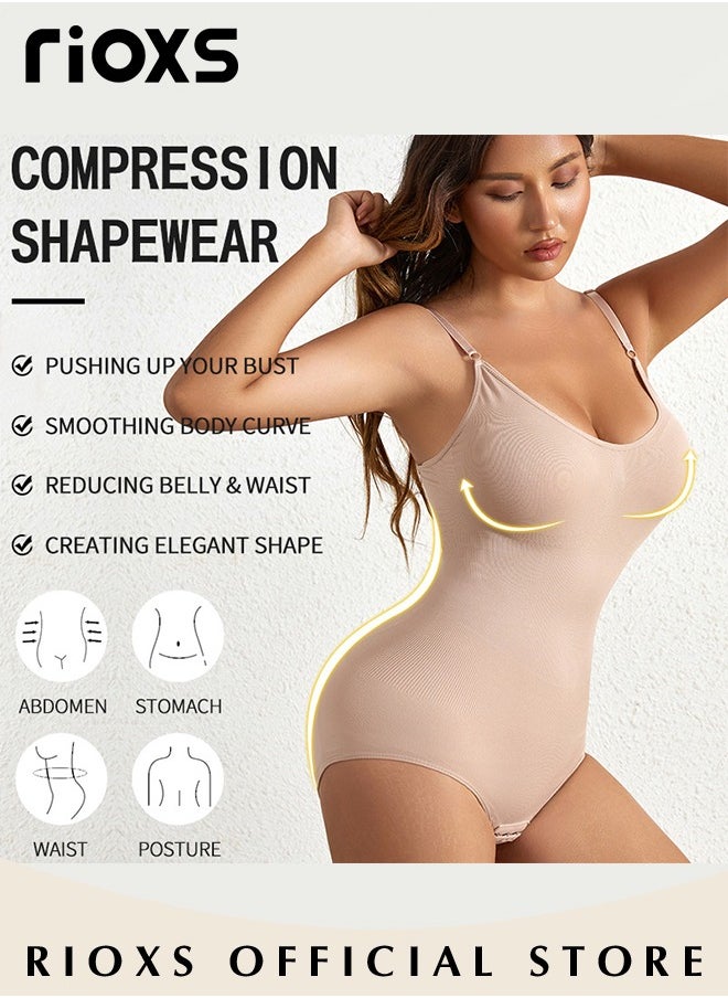 RIOXS - Women's 3 Pack Bodysuit Shapewear Tummy Control Sleeveless V-Neck Camisole Slimming Jumpsuit Lifting Bodysuit - Image 1