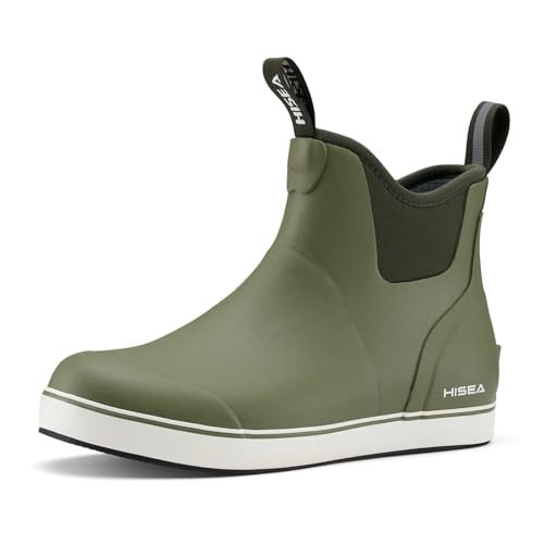HISEA Women's Ankle Rain Boots, Rubber Fishing Deck Boots, Garden Boots for Women Waterproof, Olive Green Size 8 - Image 1