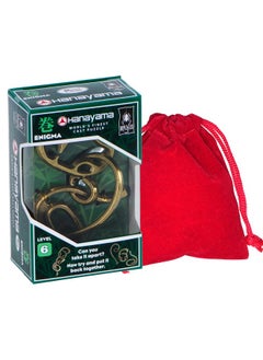 Deluxe Enigma Hanayama Cast Metal Brain Teaser Puzzle, Level 6 Difficulty Rating, Red Velveteen Drawstring Pouch, Bundled Items  - Image 2