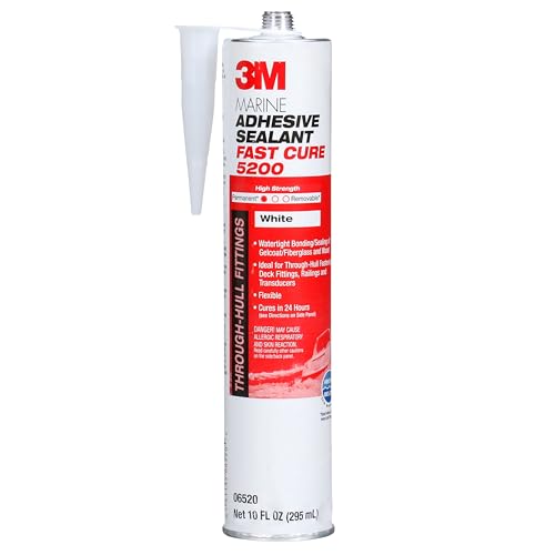 3M Marine Adhesive Sealant 5200FC Fast Cure, White, Flexible Bonds, Water-Resistant, 10 fl oz (295 mL) Cartridge with Nozzle, 1 Each - Image 1