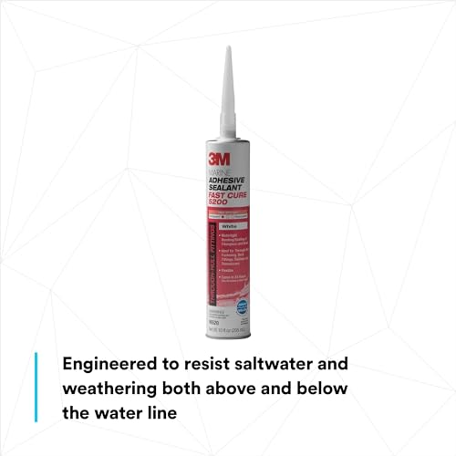 3M Marine Adhesive Sealant 5200FC Fast Cure, White, Flexible Bonds, Water-Resistant, 10 fl oz (295 mL) Cartridge with Nozzle, 1 Each - Image 5