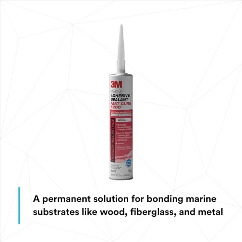 3M Marine Adhesive Sealant 5200FC Fast Cure, White, Flexible Bonds, Water-Resistant, 10 fl oz (295 mL) Cartridge with Nozzle, 1 Each - Image 3