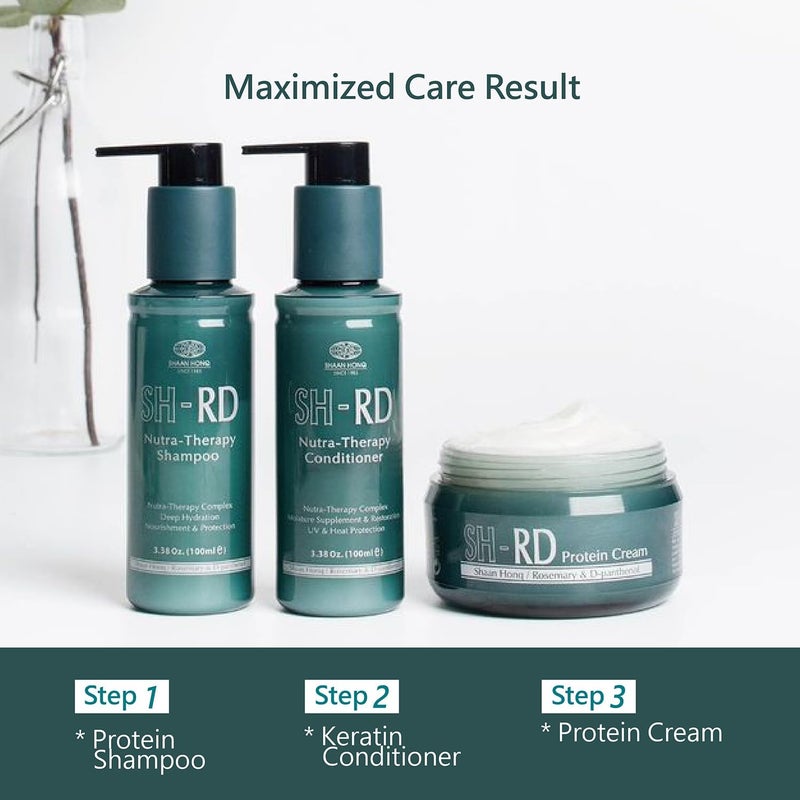 Sh Rd كريم بروتين للشعر الجاف التالف، 2.71 أونصة/80 مل - بلسم غير مغسول مع مستخلص إكليل الجبل، بروتين الحرير المهدرج لاستعادة، تجديد وإصلاح الأطراف المتقصفة لجميع أنواع الشعر - Image 5