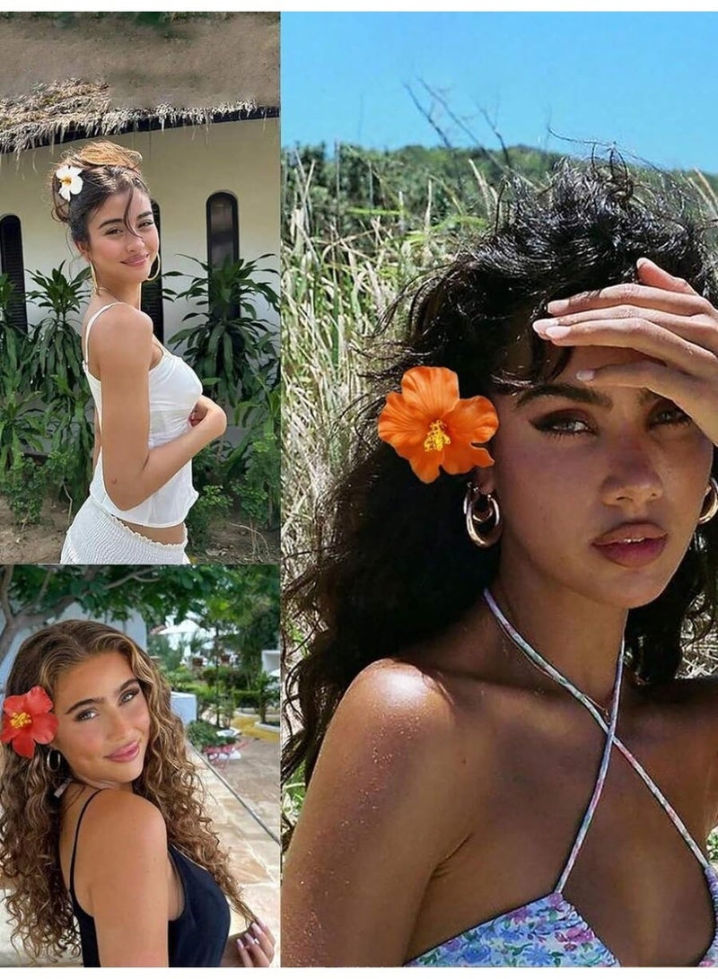 مشابك شعر نسائية 10 قطع بتصميم زهور هاواي واللوتس إكسسوارات شعر صيفية بوهيمية أنيقة - Image 3