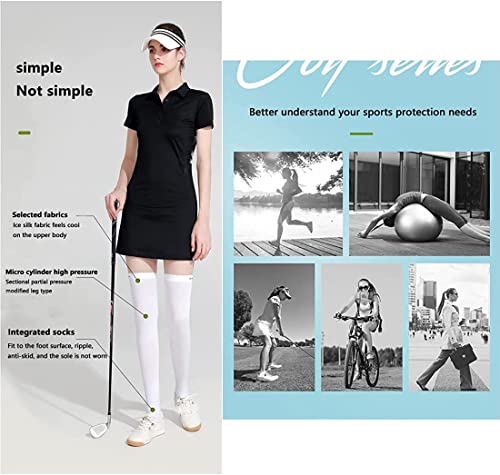 Hopply Golf Sun Protection Socks UPF50+ Overknee Stocking Ice Silk Breathable Cool Socks for Women School Outdoor Sports (as1, alpha, one_size, regular, regular, 3Pairs-long(white), One size) - Image 3