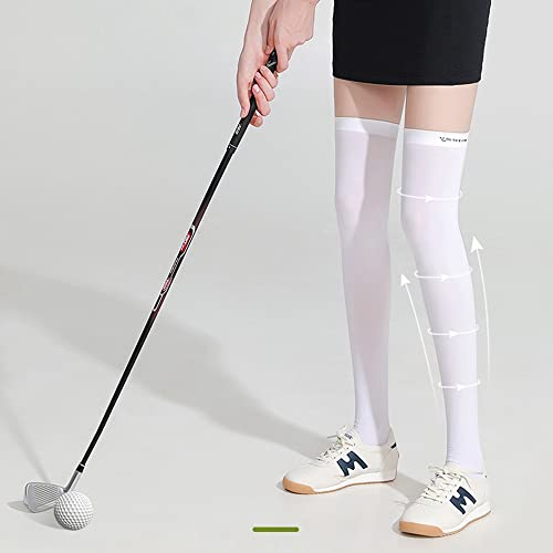 Hopply Golf Sun Protection Socks UPF50+ Overknee Stocking Ice Silk Breathable Cool Socks for Women School Outdoor Sports (as1, alpha, one_size, regular, regular, 3Pairs-long(white), One size) - Image 5