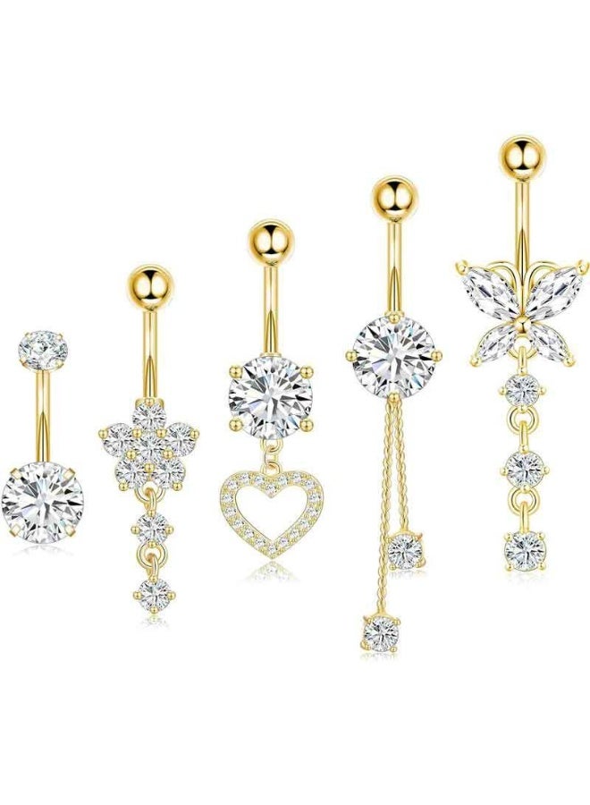 5 PCS Golden Belly Rings Set - Image 1