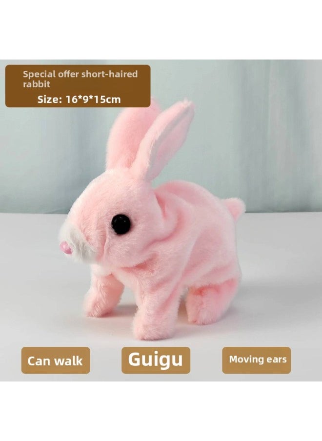 Cross Border Easter My Realistic Bunny Toy Plush Electric White Rabbit-Colour:【no. 2】short-haired Rabbit (pink)  - Image 1
