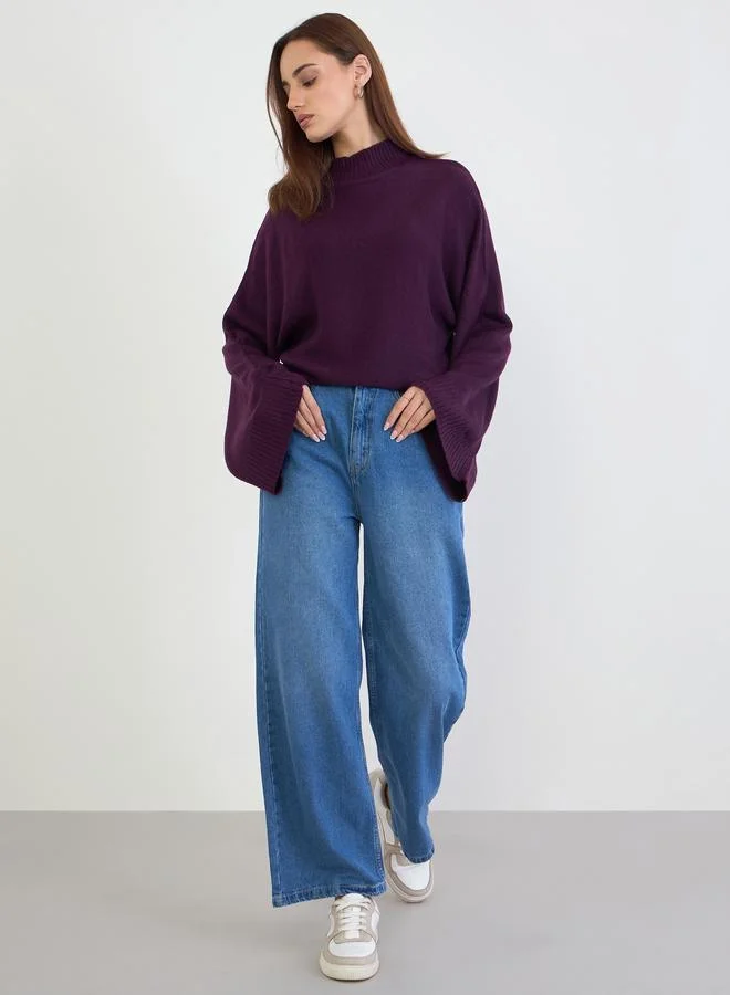 ستايلي سويتر واسع بتفاصيل محبوكة