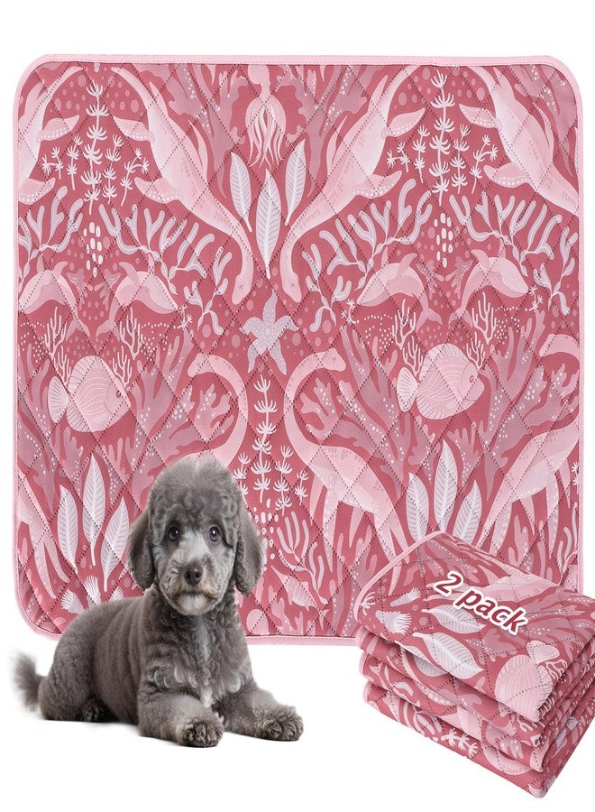 BVAGSS Washable Pee Pads for Dogs, 2 Pack Reusable Leakproof Puppy Wee Wee Pad, Non-Slip Waterproof Pet Training Pads, Super Absorbent Whelping Pads XH081 (Dino Pink, 24X18 Inch (Pack of 2)) - Image 1