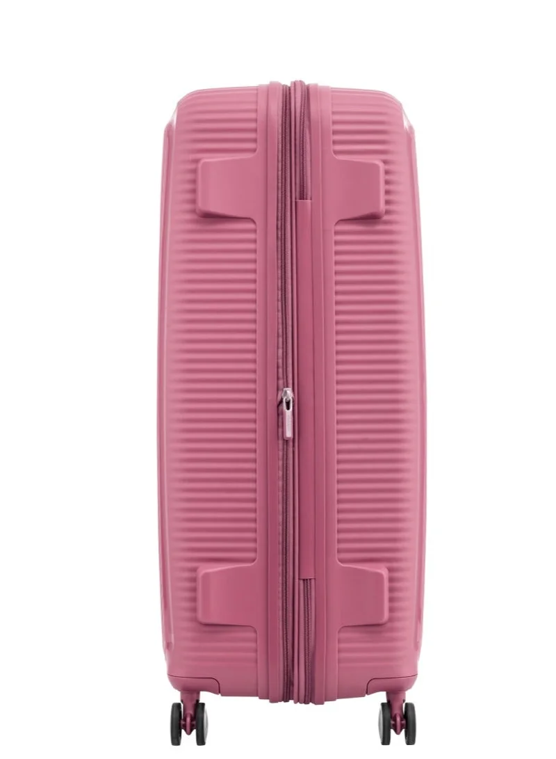 AMERICAN TOURISTER  Curio (Soundbox) Suitcase, Check-In Size 80 cm / 30 inch, 4 Spinner Wheels, Hard Top, Polypropylene, Peach Blossom|DuoSaf™ Security Zipper|Spacious Interior|Expandable|TSA Lock|Lightweight - 3 Years International Warranty  | Best Price UAE