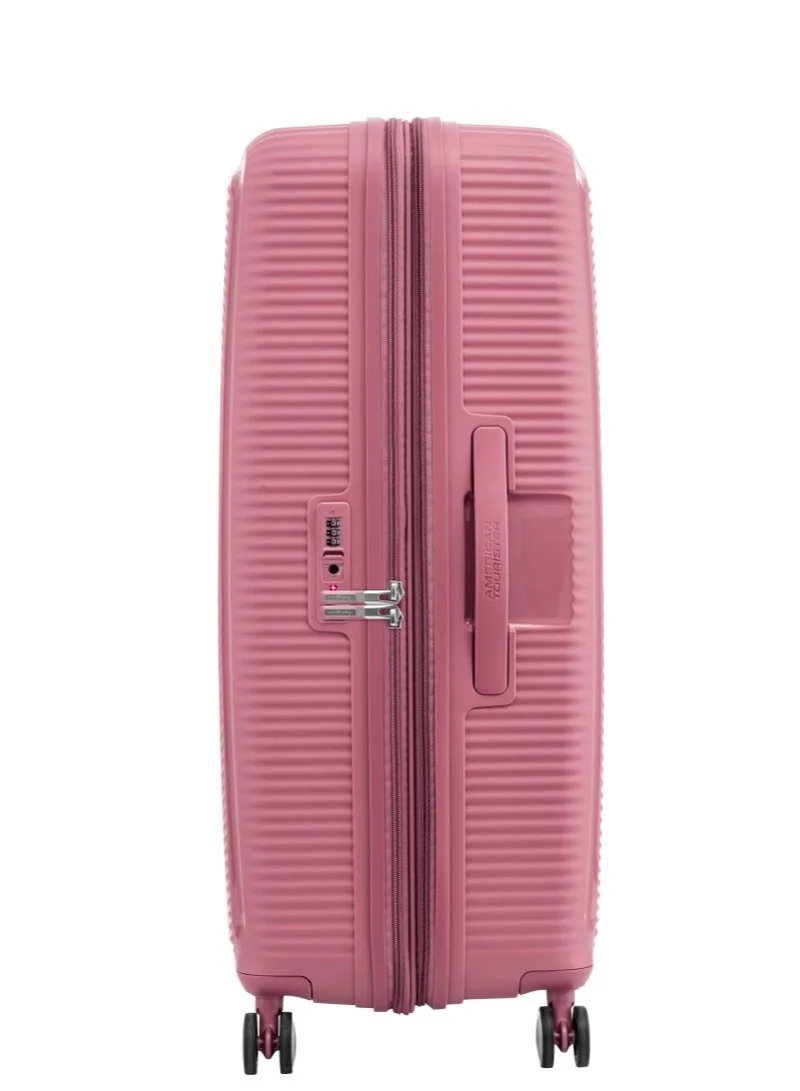 AMERICAN TOURISTER  Curio (Soundbox) Suitcase, Check-In Size 80 cm / 30 inch, 4 Spinner Wheels, Hard Top, Polypropylene, Peach Blossom|DuoSaf™ Security Zipper|Spacious Interior|Expandable|TSA Lock|Lightweight - 3 Years International Warranty  | Best Price UAE