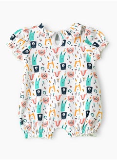 Tiny Hug Baby Girl White Animal Print Onesie  - Image 2
