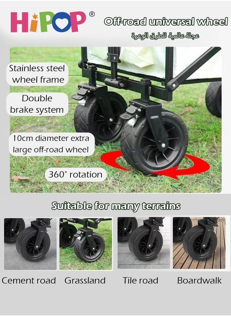 HIPOP Folding Camping Cart and Shopping Cart with Detachable Alloy Desktop,Multi-Function Outdoor Campsite Cart,Flexible Steering and Adjustable Handle,Large Capacity Suitable for Outdoor Camping,Parties  - Image 3