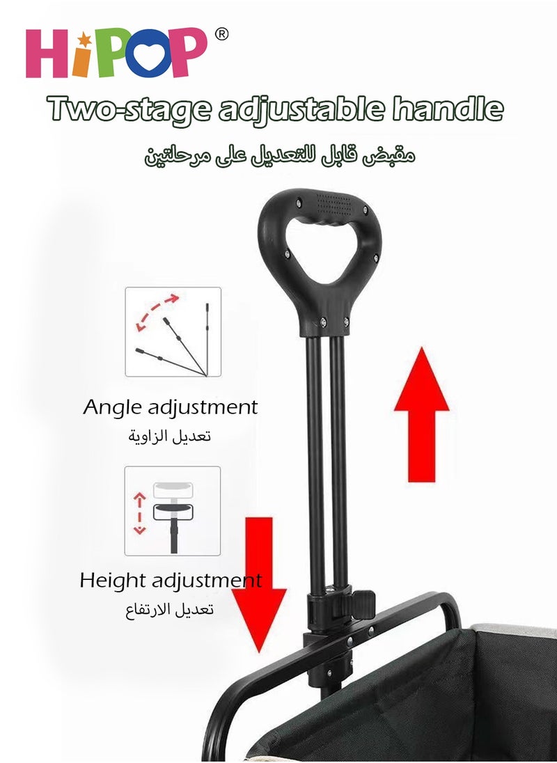 HIPOP Folding Camping Cart and Shopping Cart with Detachable Alloy Desktop,Multi-Function Outdoor Campsite Cart,Flexible Steering and Adjustable Handle,Large Capacity Suitable for Outdoor Camping,Parties  - Image 5
