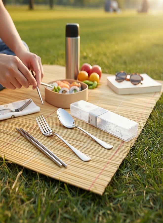 SBA PRIME Portable Travel Cutlery Set | Stainless Steel Spoon, Fork & Chopsticks with Carry Case | Reusable 3-Piece Flatware Set for Office, School, Picnic & Travel - Image 5