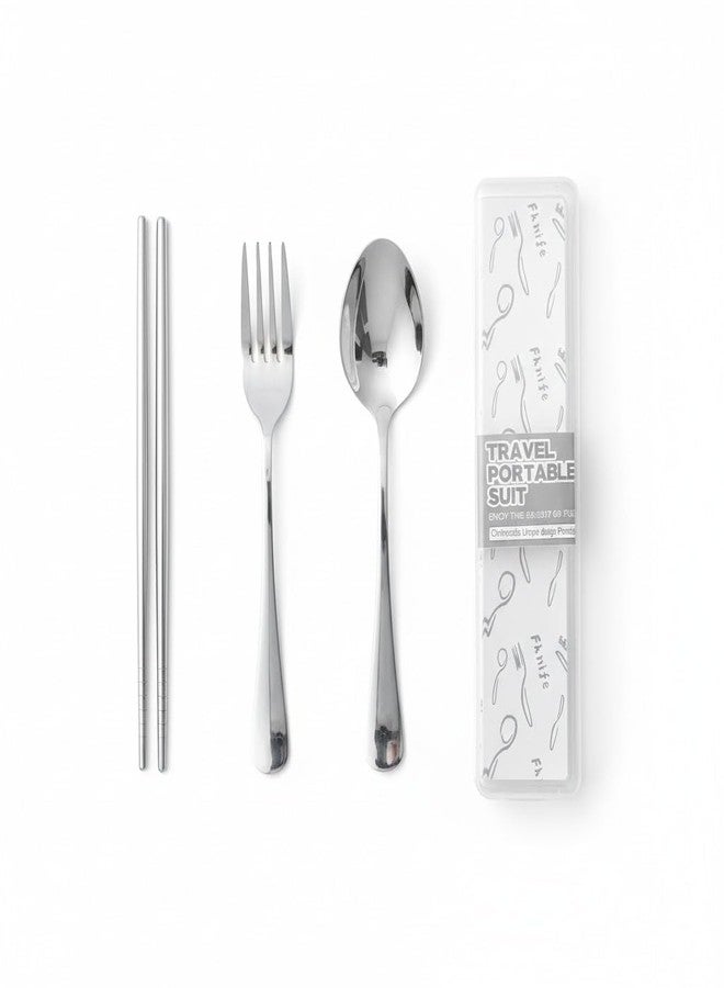 SBA PRIME Portable Travel Cutlery Set | Stainless Steel Spoon, Fork & Chopsticks with Carry Case | Reusable 3-Piece Flatware Set for Office, School, Picnic & Travel - Image 3