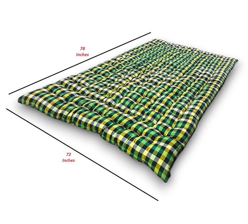 ATOOTFUSION Large Soft Cotton Mattress | Foldable Lightweight Sleeping Mattress | Ideal for Guest Use and Hostels | Multicolor King Size (78x72 Inches) | Portable Gadda - Image 2