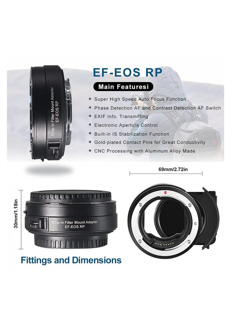 SYOSI محول عدسة EF إلى محول تركيب EOS R مع فلتر ND متغير، محول تركيب عدسة متوافق مع عدسة Canon EF/EF-S إلى كاميرا RP R5 R6  - Image 3