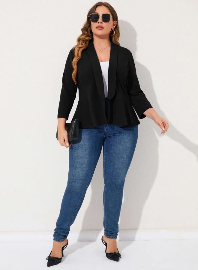 KOJOOIN Women Plus Size Casual Blazer Open Front Long Sleeve Work Office Cardigan Jackets, Black, 4XL - Image 5