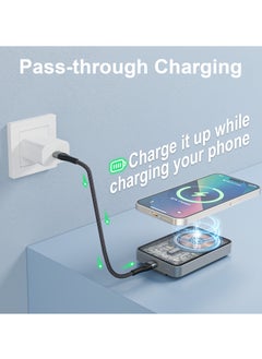 Mezone Magnetic Power Bank 5000mAh, Foldable iPhone Wireless Portable Charger, 22.5W Fast Charging Battery Pack with USB-C Compatible with Magsafe, iPhone 15/15 Plus/15 Pro/15 Pro Max, iPhone 14/13/12 Series - Grey  - Image 5