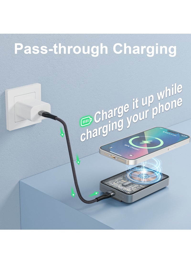 Mezone Magnetic Power Bank 5000mAh, Foldable iPhone Wireless Portable Charger, 22.5W Fast Charging Battery Pack with USB-C Compatible with Magsafe, iPhone 15/15 Plus/15 Pro/15 Pro Max, iPhone 14/13/12 Series - Grey  - Image 5
